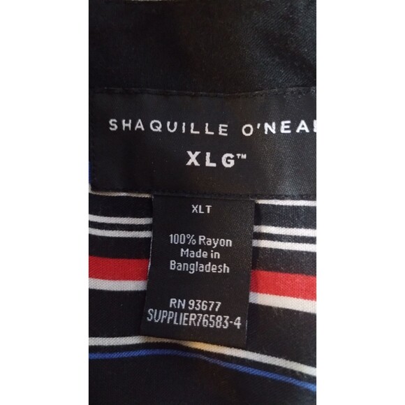 Shaquille XLG Big/Tall Mens XLT Black & Multi Striped Button Dress Shirt - Picture 6 of 6